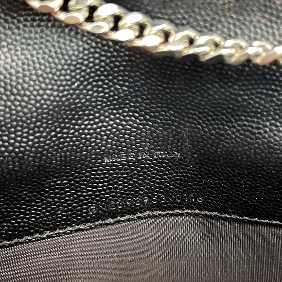 Saint Laurent matelassé envelope leather black wallet on chain bag women - Picture 11 of 13